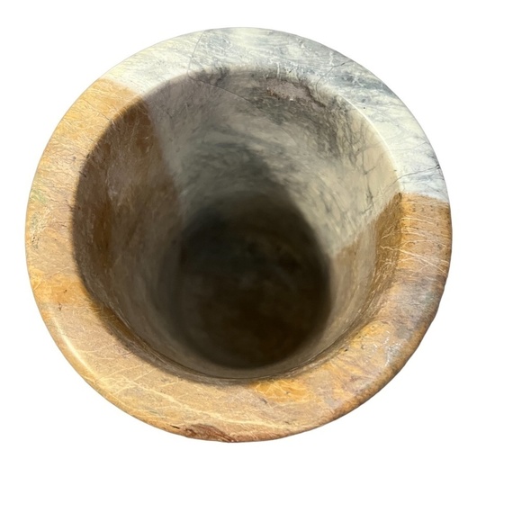 Vintage Neutral Onyx Marble Vase Neutral Cream, Brown And Tan 9" Tall - Picture 4 of 10